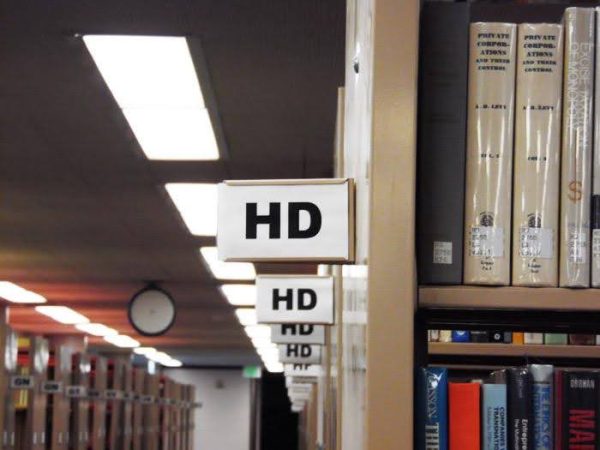  Section cards mark shelves in Chico State’s Meriam Library. Taken by George Johnston in Feb. 2015.