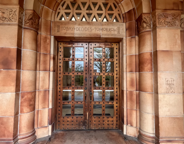 Doorway leading into Kendall Hall where the Title IX office resides on the second floor. Taken by Jessica Miller on April 4. 