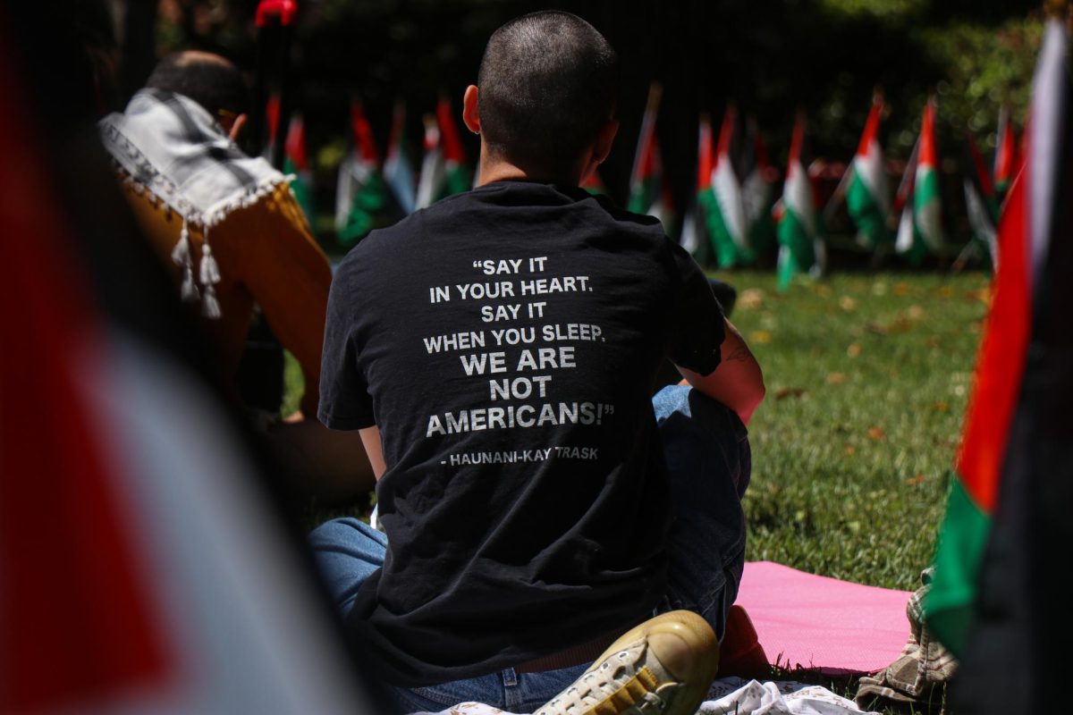 Attendees gathered from noon to 4 p.m. in support of Palestine at Chico State. Students listened to several speakers and participated in chants, traditional dances and prayer.