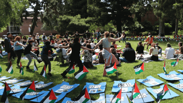 Participants take part in Dabke, a traditional Levantine dance. Taken by Toby Neal on May 6.