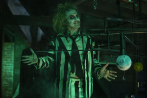 Michael Keaton as Beetlejuice in Warner Bros. Pictures’ comedy, “Beetlejuice Beetlejuice,” a Warner Bros. Pictures release.