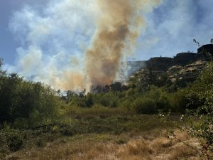 Smoke can be seen through Chico due to the Centerville Fire burning east of Chico. Courtesy: CAL FIRE Butte County via X