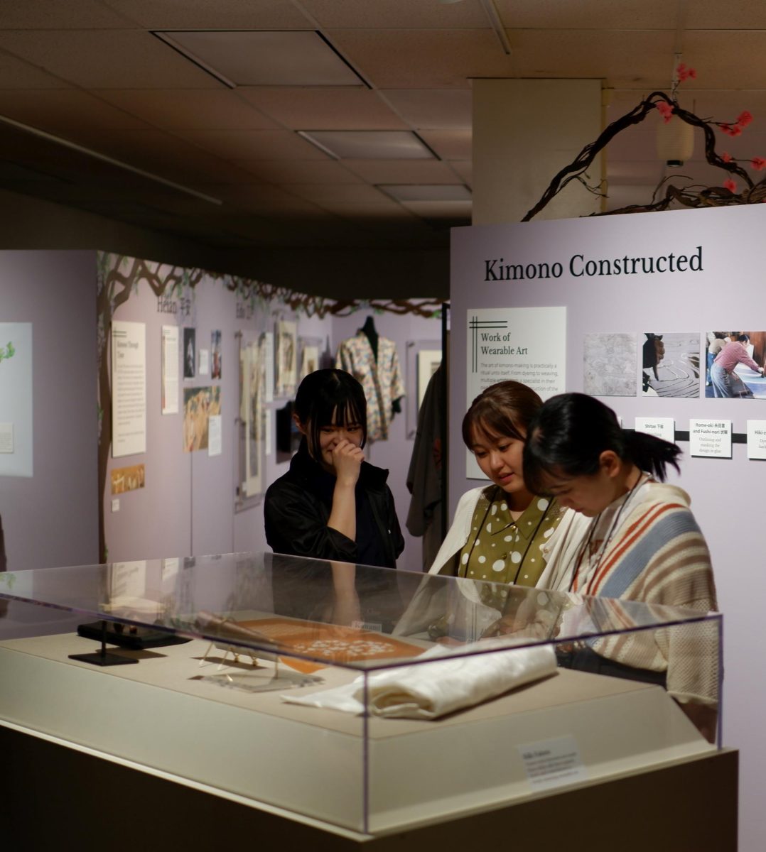 A delegation of students from Japan recently spent time discussing the exhibit with Dr. Nitzky. 