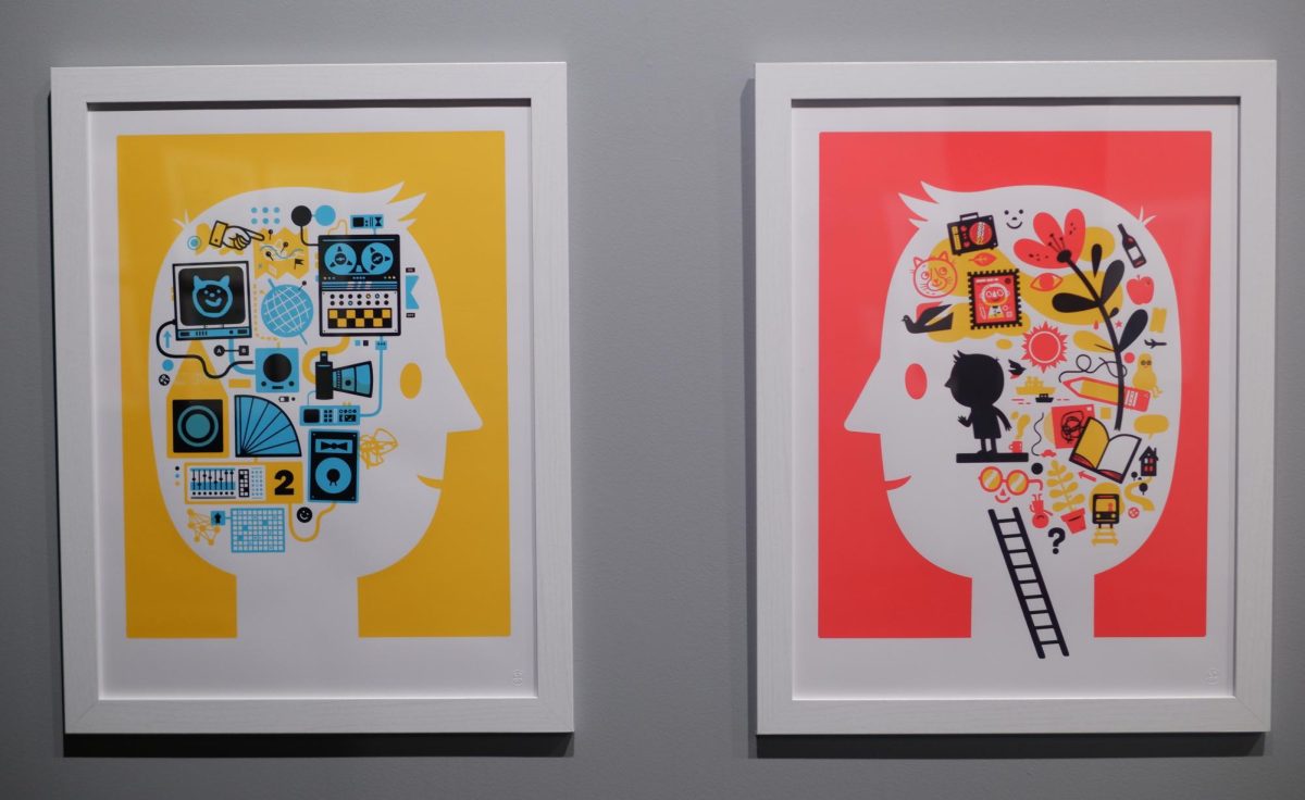 Brain 1 and Brain 2, 2021, screenprint, Artist: The Little Friends of Printmaking