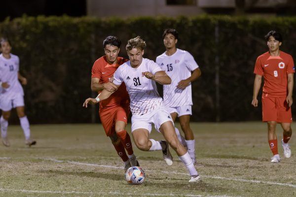 Sophomore defender Jacob Burnison winning the ball back just outside of the box in the first half of the game, keeping the Wildcats in front. Taken by Aaron Draper, Sep. 12, 2024
