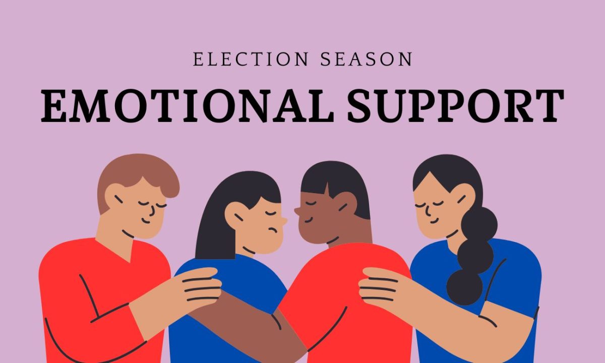 Chico State Office of Civic Engagement reaches out to the campus community to provide emotional support for election season. Graphic created by Jessica Miller on Oct. 28. 