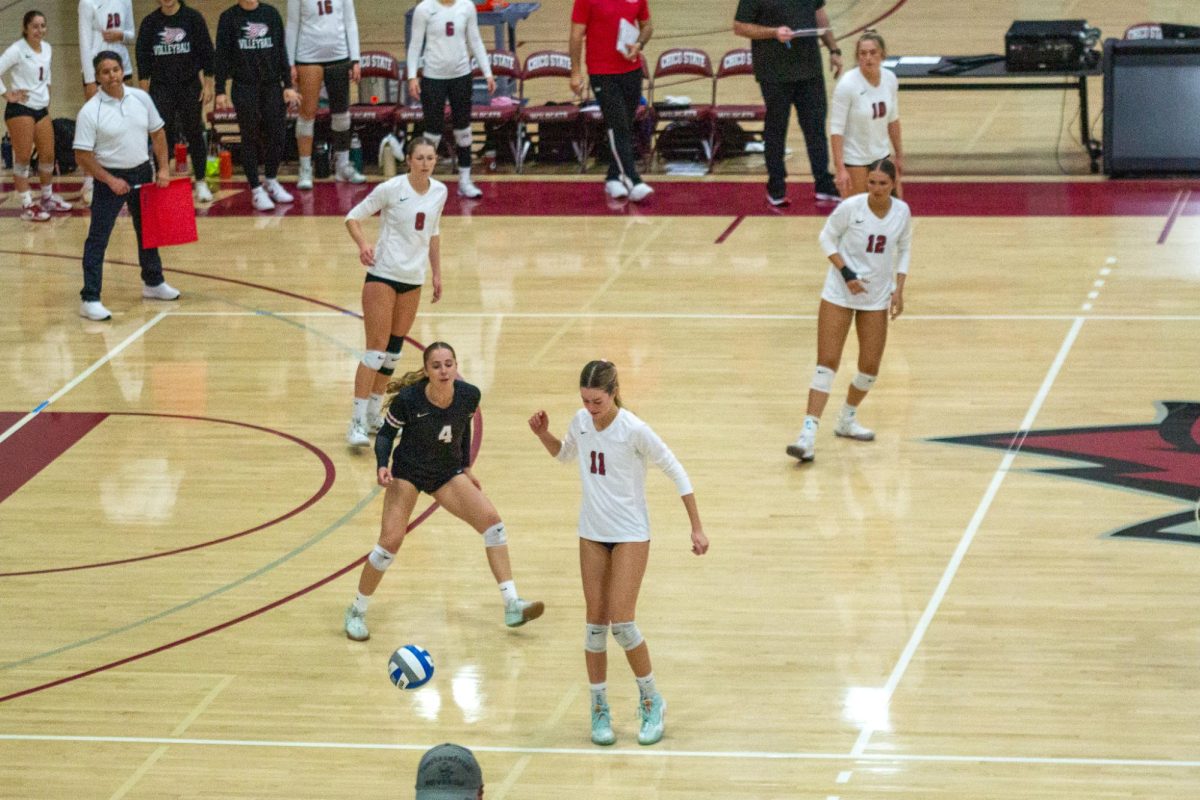 Sophomore Maria Wahl stops before trying to hit the ball because it was out on Oct. 25 taken by Jenna McMahon. Wildcats were awarded the point. 