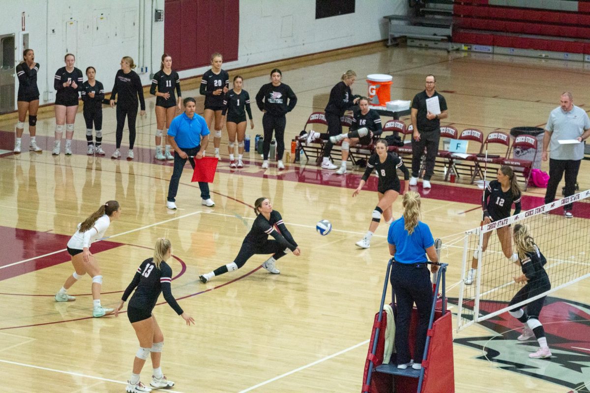 Wildcat player bumps the ball off of a serve from a Cal Poly Pomona player on Oct. 26 taken by Jenna McMahon.