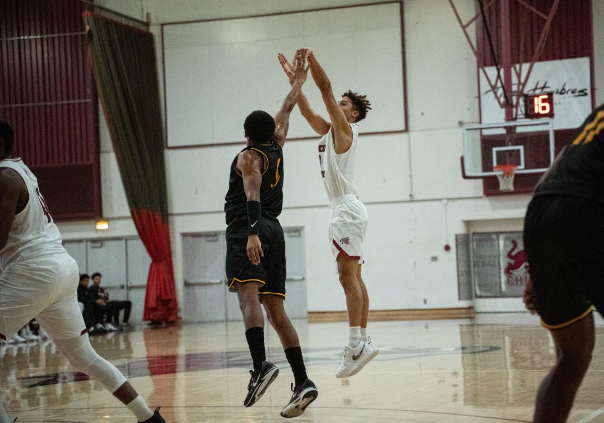 Junior guard Miles Daniels goes for a three-pointer against Dominican University Friday, Nov. 23, 2024, at Chico State.