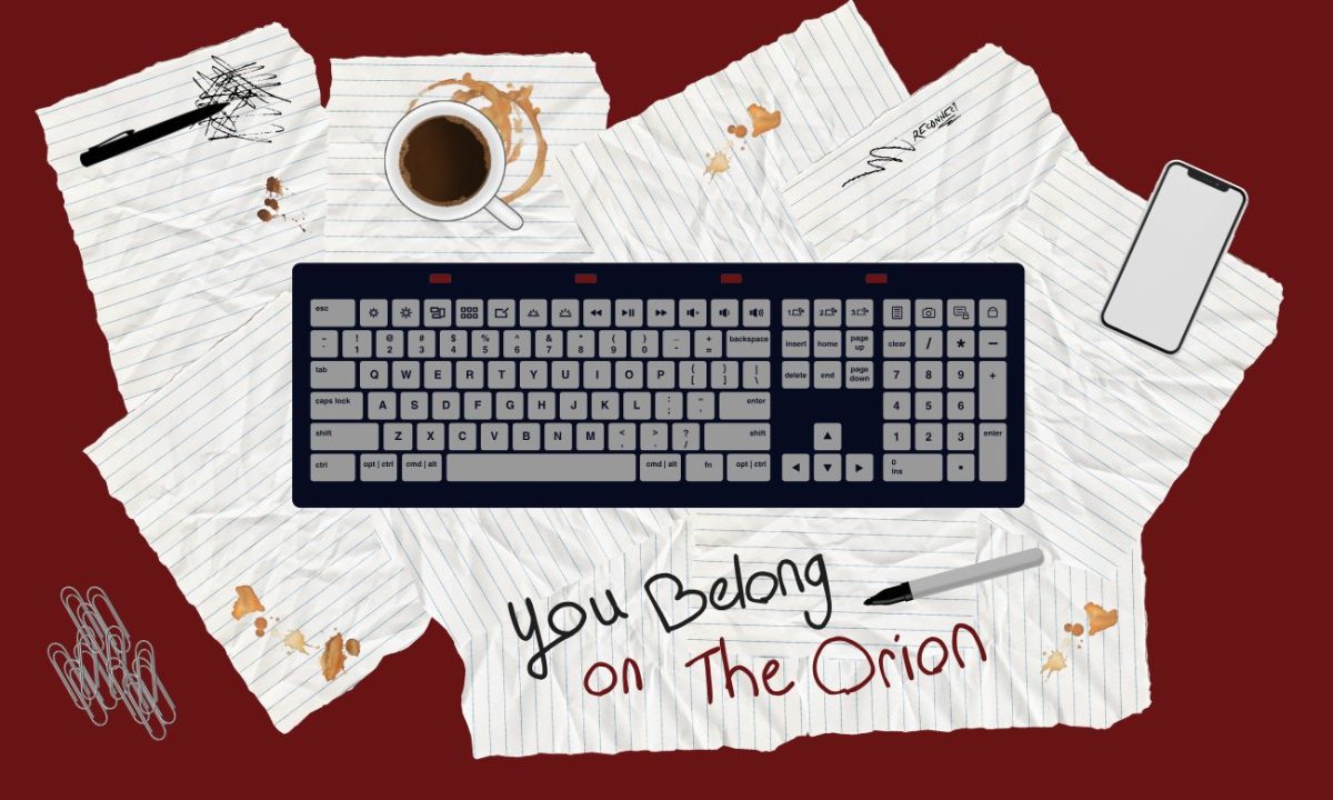 The average Orionite desk shows the evidence of their passion and dedication to their work. Graphic created by Jessica Miller on Oct. 30.