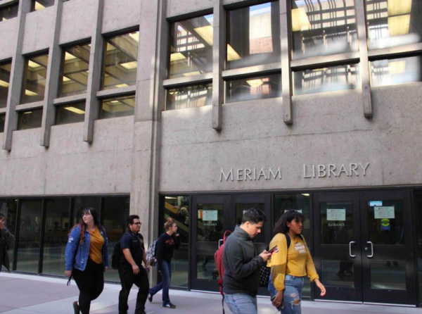 Meriam Library has technology available for students and staff to rent. Photo taken by Julian Mendoza. 