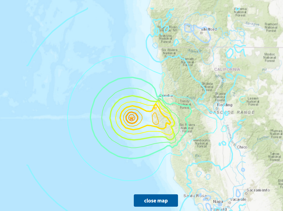 Screenshot from US Geological Survey interactive map