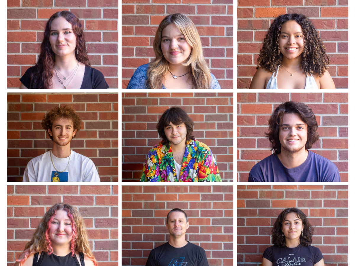 Photos of spring's editorial board. Top row (left to right): Ellie Marty, Megan Gauer and Milca Elvira Chacon. Middle row (left to right): Nathan Chiochios, Callum Standish and Chris Hutton. Bottom row (left to right) Jenna McMahon, Sean Shanks and Nadia Hill. 