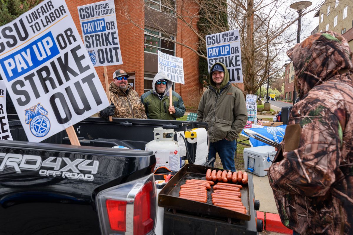 The Teamsters will be striking until Friday, hoping to bring the CSU to the negotiating table and receive their step raises. Photo taken by Dash Ferrero on Sept. 18, 2026.