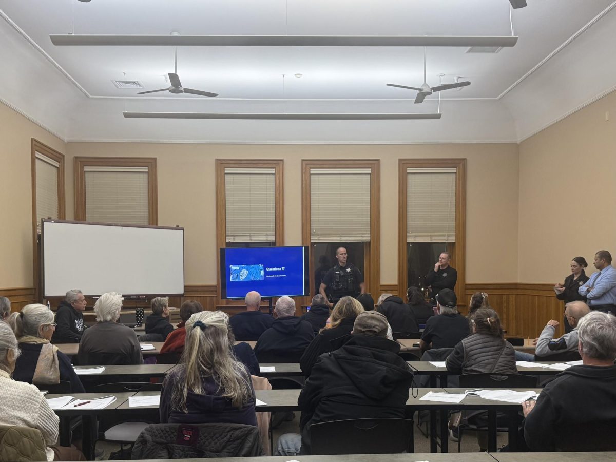 Lieutenant Schmidt and Chief Aldridge open the meeting to questions from attendees. Photo taken by Caden Huntley, Feb. 23.
