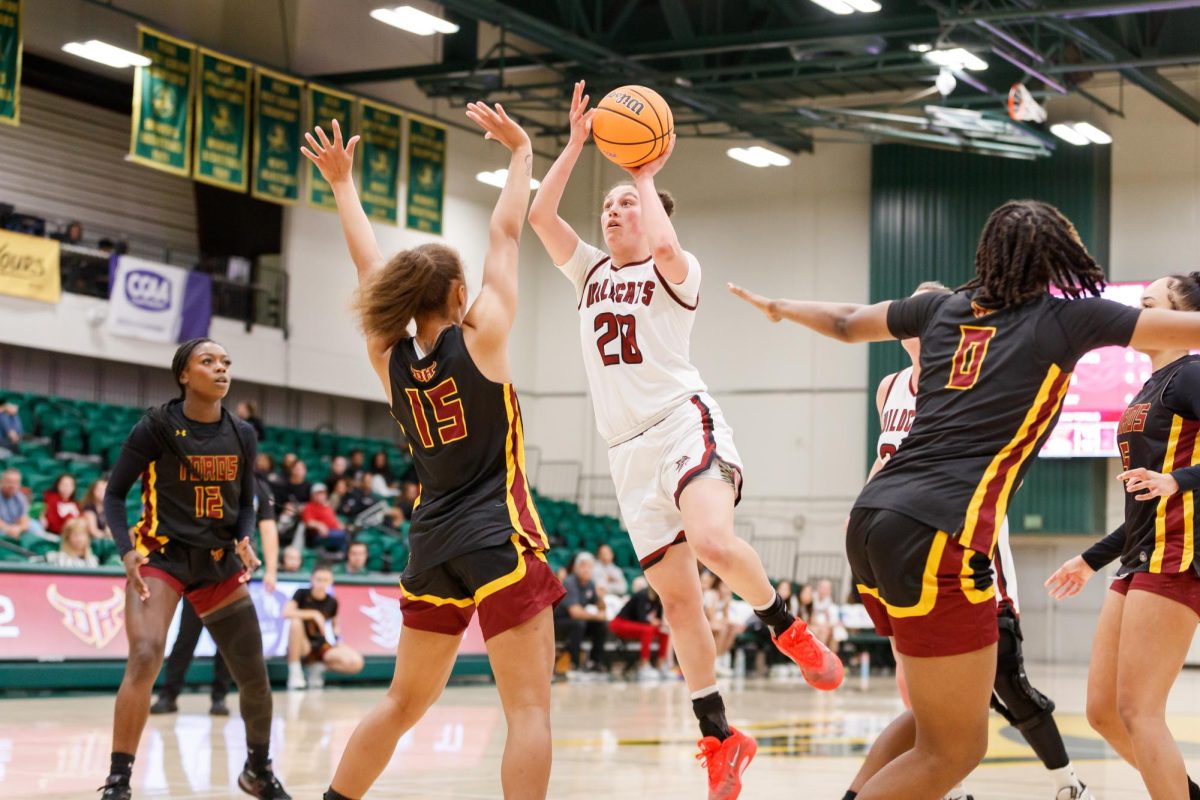 Sadie Slaughter going for a layup, dominating the paint vs Cal State Dominguez Hills. Photo taken by Will G. MacNeil on Mar. 5, 2026
