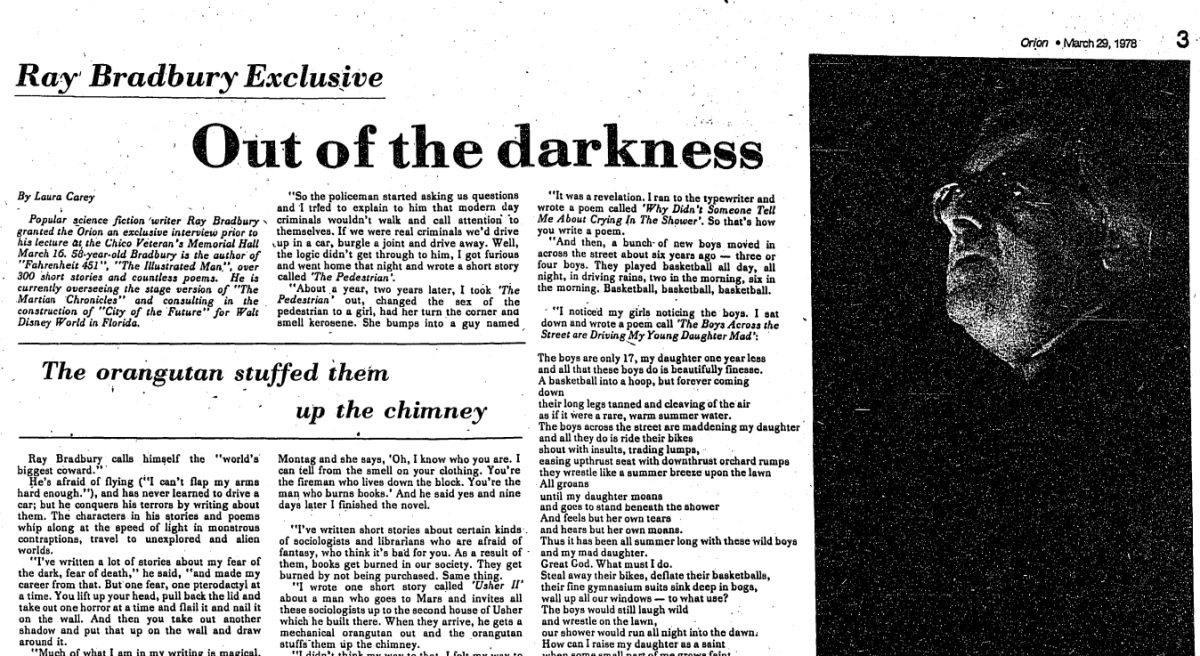 Ray Bradbury wrote 11 novels and hundreds of short stories as well as plays, screenplays, poems and children's stories. In 2004, he received the National Medal of Arts. Photo from the Meriam Library archives. 