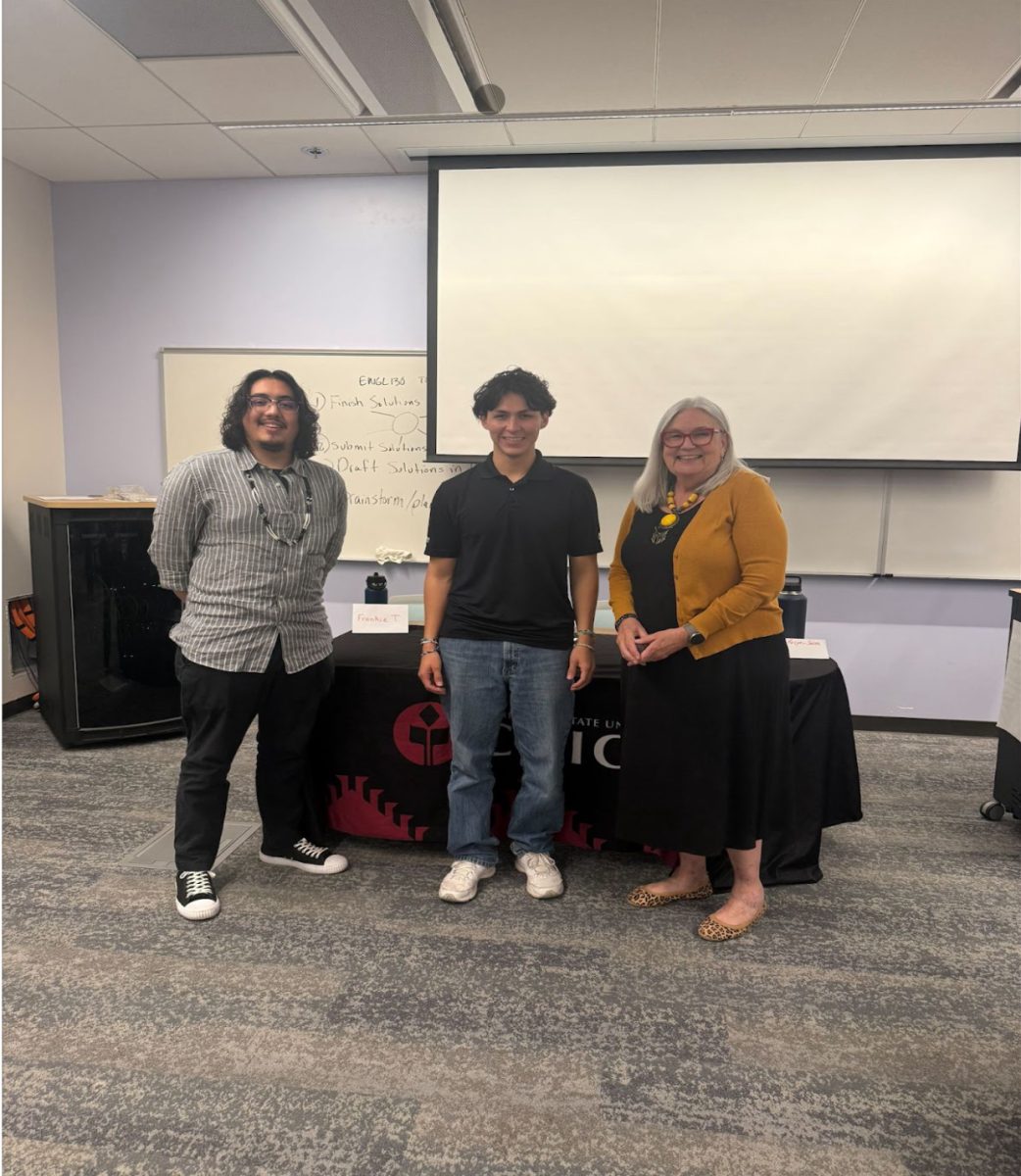 Frankie Torres, Jordan Johnson and Kim Ralph-Smith pictured after the panel. Photo taken by Caden Huntley April 24, 2026.
