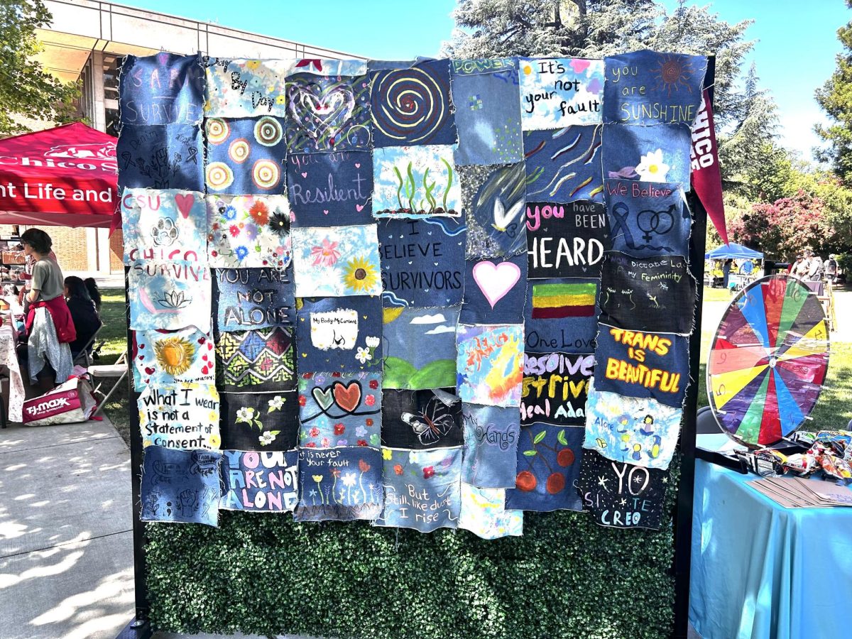 The Denim Wall, a featured way of protesting the 1999 court case. Photo taken by Bria Martinez, on April 29, 2026.