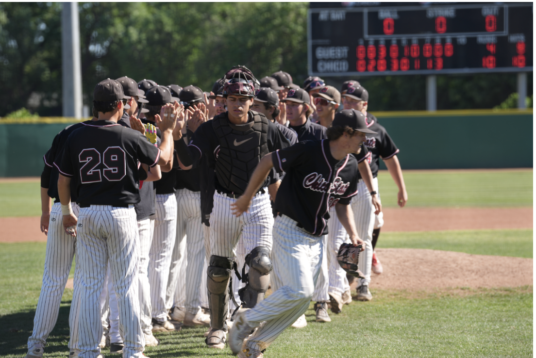 The Wildcats celebrate a dominant victory against the Coyotes. 
Photo taken by Jamison Leung April 3, 2026.