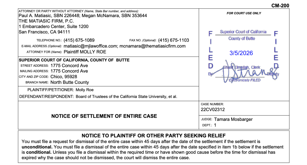 Roe vs. CSU Board of Trustees, et al. has been settled  